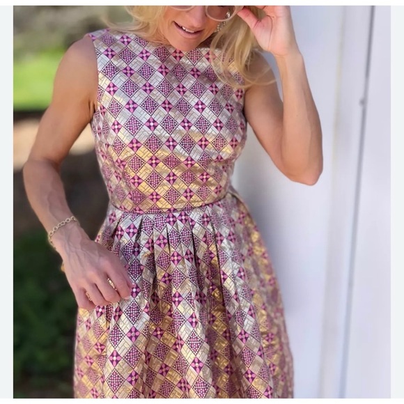 Tuckernuck Champagne Dreams Essie brocade Elegant Sleeveless Dress NEW - Picture 2 of 9